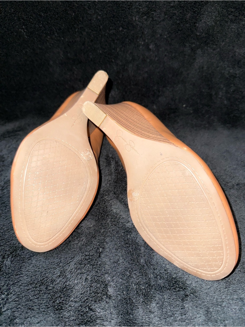 Jessica Simpson Brown Leather Almond Toe Wedge Pumps - Picture 7 of 8